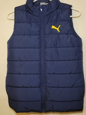 Puma Navy Puffer Vest with Yellow Puma Logo
